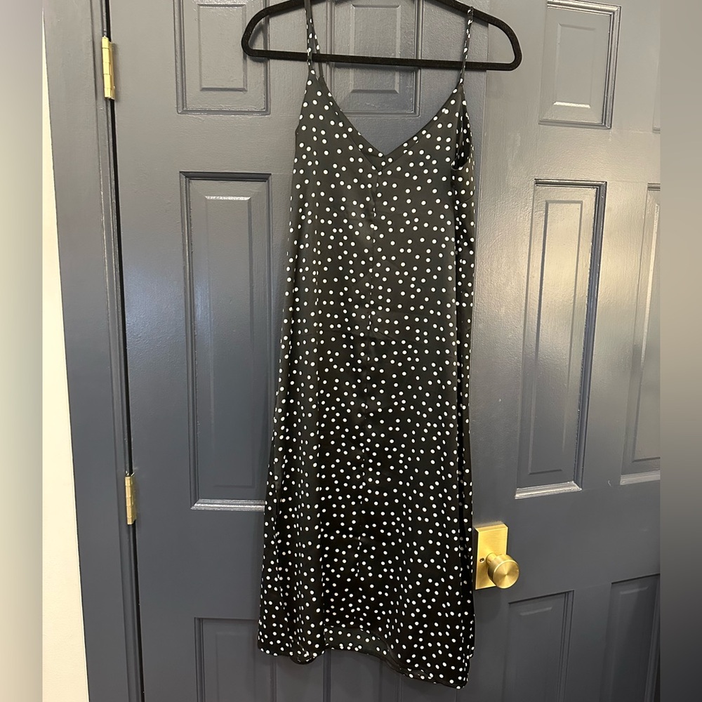 Elegant Black Polka Dot Slip Dress